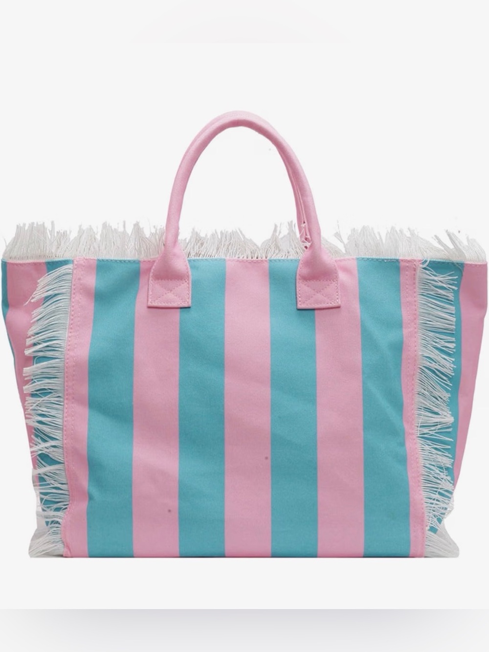 H29 Large Capacity Handmade Tassel Striped Canvas New